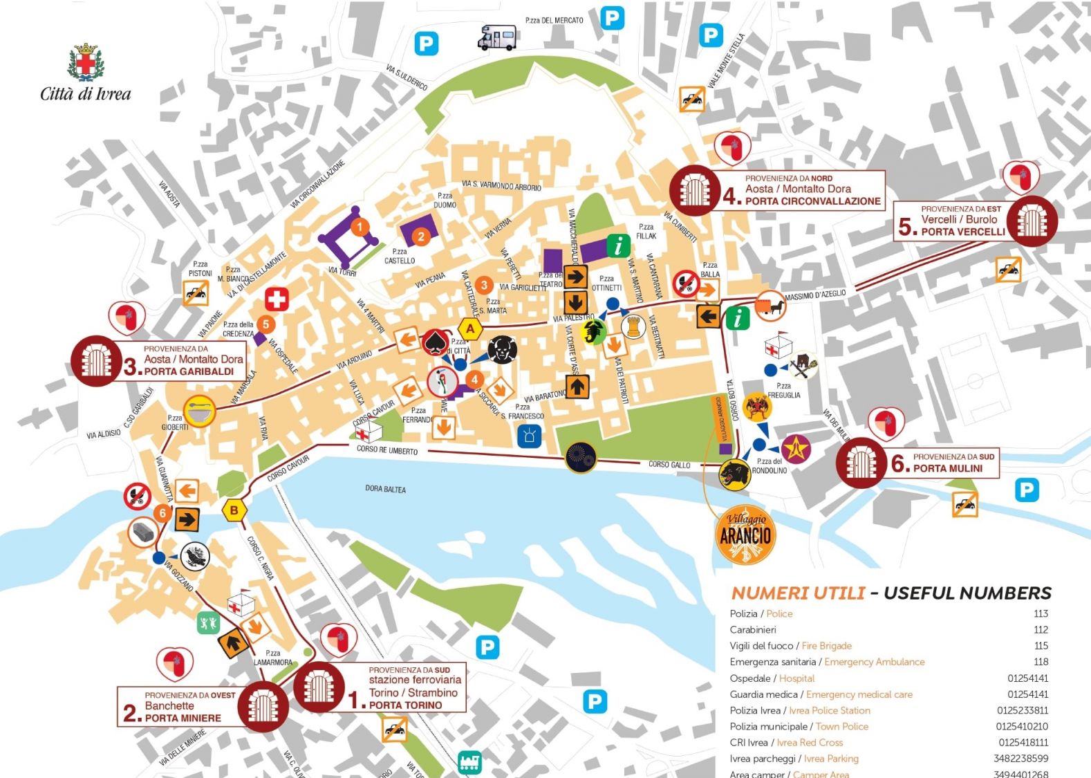 Mappa dello Storico Carnevale di Ivrea